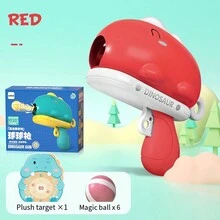 1pc Cartoon Dinosaur Ball Blaster Shooting Game Toy With Targets And Soft Foam Bullets (Some Parts Random) - Red - View 1