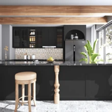 1捲純黑啞面紋理接觸紙15.74x196.85英寸自粘壁紙,防水可拆卸自粘電影牆面覆蓋,適用於廚房櫥櫃家居裝飾 - 黑色 - 查看 3