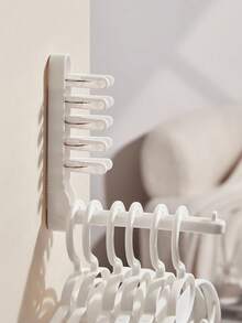 1pc Space Saving Folding Clothes Hanger Hook, Multifunctional Wall-Mounted Coat Rack Organizer For Bedroom - White - View 4