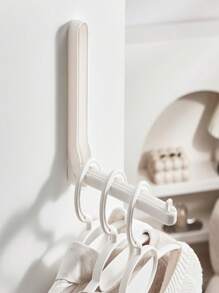 1pc Space Saving Folding Clothes Hanger Hook, Multifunctional Wall-Mounted Coat Rack Organizer For Bedroom - White - View 6