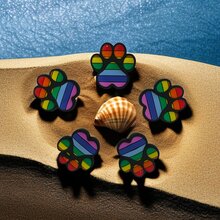 5pcs/Pack Modern Silicone Cat Paw Shaped Bracelet Accessory With Hole - Diy & Everyday Wear - Multicolor - View 2