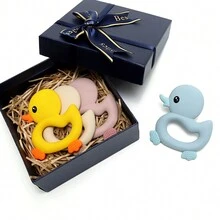 1 Pices Baby Duck  Silicone Teether For  Babies - Gray Blue - View 4