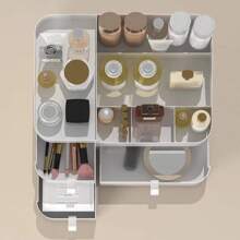 1個白色抽屜式化妝品收納盒,皮膚護理存儲架檯面上的梳妝台口紅架 - 白色 - 查看 5