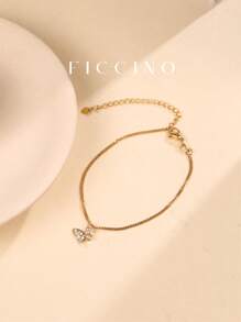 FICCINO 可调节镀金蝴蝶装饰链手链，百搭日常佩戴女士首饰，附赠礼盒 - 196b - 查看 5