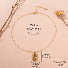 1入組金色不鏽鋼方形幾何旋轉吊墜項鍊,適用於女性約會和派對禮物配件 - 金色 - 查看 6