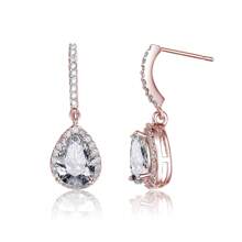 C.Z. SS Rhodium Plated Teardrop Earrings - Elegant And Sophisticated Earrings For Any Occasion.