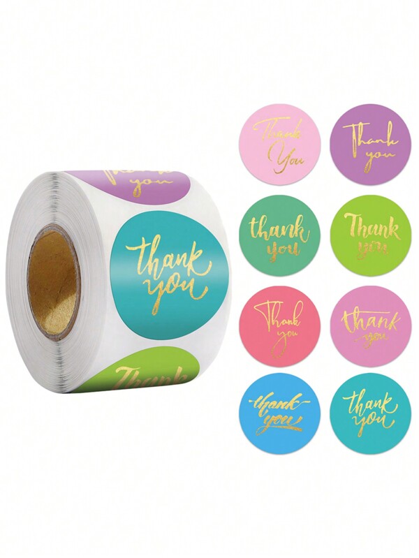 500pcs/Roll Hot Stamping Thank You Stickers Back To School