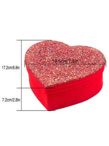 TIMBLESSING 1pc Red Glittering Heart-Shaped Gift Box, Including Filler, Suitable For New Year, Wedding, Mother'S Day, Valentine'S Day, Gift For Couple, Ladies, Mothers, Teachers, Jewelry, Accessories, Watch Packaging, Gift Wrapping Box - Red - View 4