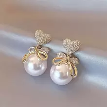 5pcs/Set Luxury Faux Pearl & Rhinestone Decor Earrings For Women, Vintage Stud Earrings With Unique Design, Suitable For Daily And Festival Wear - Multicolor - View 3