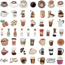 50pcs Coffee Graffiti Waterproof Stickers - Apricot - View 3
