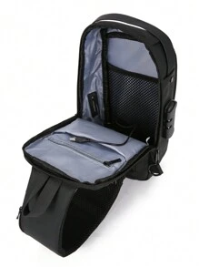 男士斜背包腰包胸包,聚酯纖維極簡商務休閒禮物,送給丈夫父親的禮物,男人的情人節禮物 - 藍色 - 查看 10