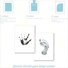 1 pièce Kit d'empreintes de mains et de pieds de bébé avec tampon encreur noir, papier d'impression et cadre blanc. Cadeau parfait pour garder les souvenirs de la croissance du bébé. Décoration pour baby shower, fête de famille. Idée cadeau pour baby shower, Pâques, fille/garçon - Blanc - Voir 3
