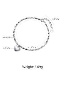 AETOLIA 1入s925純銀飯心手鏈,復古設計感銀豆甜桃心風格珠寶禮物,適用於情人節、生日和新年 - 金色 - 查看 10