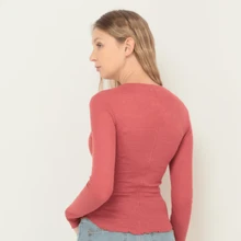 Women Blouses - 珊瑚粉 - 查看 2