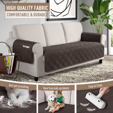 1/2/3 Seat Waterproof Sofa Covers With Non Slip Backing, Cushion Covers Couch Covers With Side Pocket Washable Chair Covers Furniture Protector For Cats Couch, Dog Bed Chocolate Brown - 巧克力棕 - 查看 6