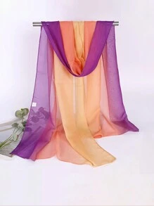 1pc女士雪紡圍巾頭帶,時尚服飾配件,度假和日常穿著的防曬披肩 - 黃色 - 查看 1