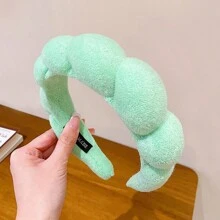 新款女孩云朵形海绵头带，手工编织设计可爱，发带，发箍，发饰 - 杏色 - 查看 8