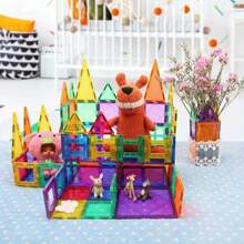 Marphy 37/61pcs Magnetic Ceramic Tiles, Colorful Magnetic Building Blocks Set, Unique Transparent 3D Magnetic Tiles, Preschool Magnetic Construction Toys