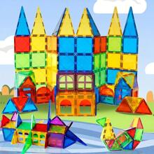 Marphy 37/61pcs Magnetic Ceramic Tiles, Colorful Magnetic Building Blocks Set, Unique Transparent 3D Magnetic Tiles, Preschool Magnetic Construction Toys