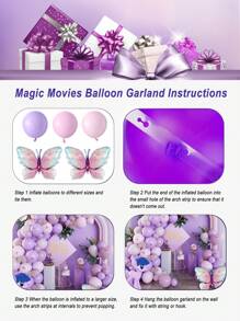 148件蝴蝶氣球套裝,包含淡色馬卡龍粉紫色乳膠氣球,漸變粉色蝴蝶派對裝飾,氣球花環套裝,適用於生日派對 - 彩色 - 查看 3