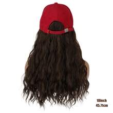 DZfirst 18inch Đỏ  Mũ Tóc giả Tóc giả tổng hợp Mũ bóng chày áo có mũ Nâu Tóc giả Mũ Với Dài Dợn sóng Tóc xoăn Hằng ngày - Cà phê nâu - Xem 7