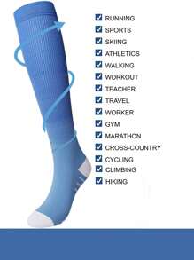 6 Pairs Compression Socks Moisture-Wicking Long Socks For Women Outdoor Sports - Blue - View 3