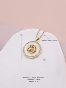 1條45cm豪華多用途立體氧化鋯白色閃閃發光的鯨魚狐狸頭小吉他魚骨吊墜項鍊女性時尚魅力珠寶 - 白色 - 查看 15