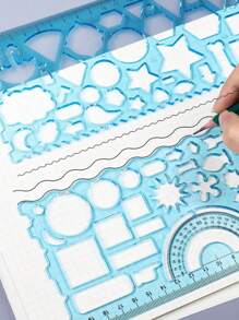 适用于小学生的多功能尺子套装，批发几何尺，可用于绘画和素描，可变形尺子 - 粉色 - 查看 4