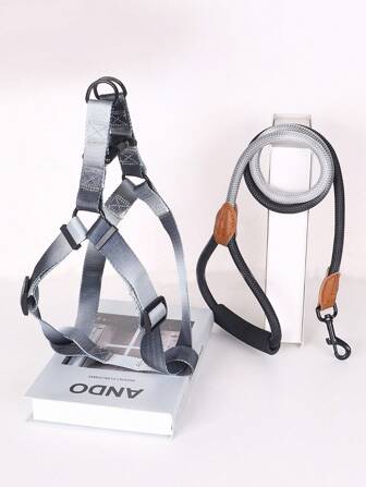 Supet 1set Colorful Pet Harness With Leash, Adjustable, Suitable For Medium And Small Dogs, Outdoor Walking Fashion Vest