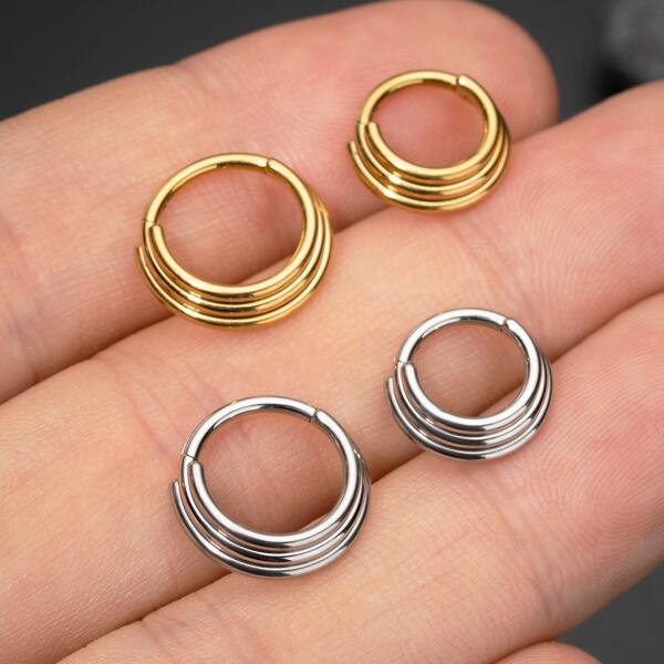 1pc Stainless Steel Septum Piercing Nose Ring Hoop Tragus Cartilage Helix Daith Lip Hinged Clicker Segment 16G Earrings Body Jewelry