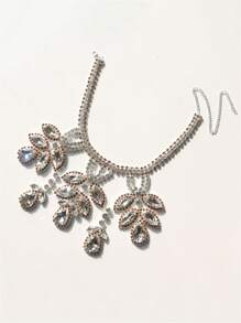 豪華大水晶項鍊歐美時尚精美橢圓頸鏈婚禮時尚項鍊珠寶 - 彩色 - 查看 3