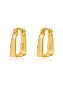 Sterling Silver Hoop Earrings - Yellow Gold - View 1