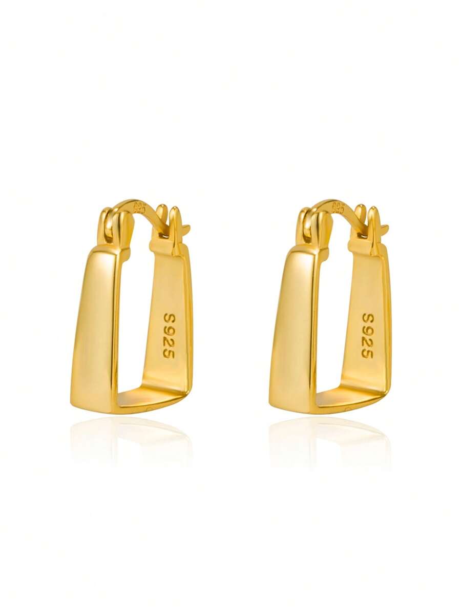 Sterling Silver Hoop Earrings - Yellow Gold - View 1