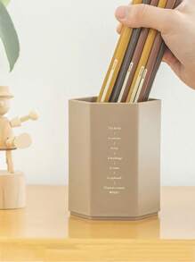 1 件六角形桌面收納盒,適合鋼筆、化妝刷、房間裝飾、床頭櫃收納、創意辦公桌裝飾 - 卡其色 - 查看 1