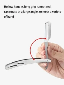 1pc Multi-Functional Stainless Steel Manual Shaving Razor For Head, Eyebrows, Face And Beard - Foldable Retro Style Razor For Home, Barber And Travel Use - Black - View 6
