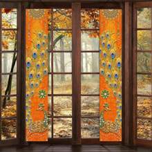 1對歡樂的門廊旗幟,孔雀歡迎牌,pvc裝飾門型掛旗,印度燈節 - 孔雀對聯C款 - 查看 3