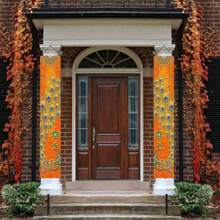 1對歡樂的門廊旗幟,孔雀歡迎牌,pvc裝飾門型掛旗,印度燈節 - 孔雀對聯C款 - 查看 4