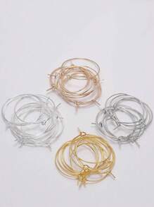 50入/100入金色/銀色大圓環金屬線圈耳環,diy垂墜耳環珠寶製作配件