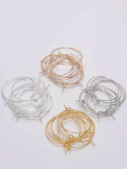 50入/100入金色/銀色大圓環金屬線圈耳環,diy垂墜耳環珠寶製作配件