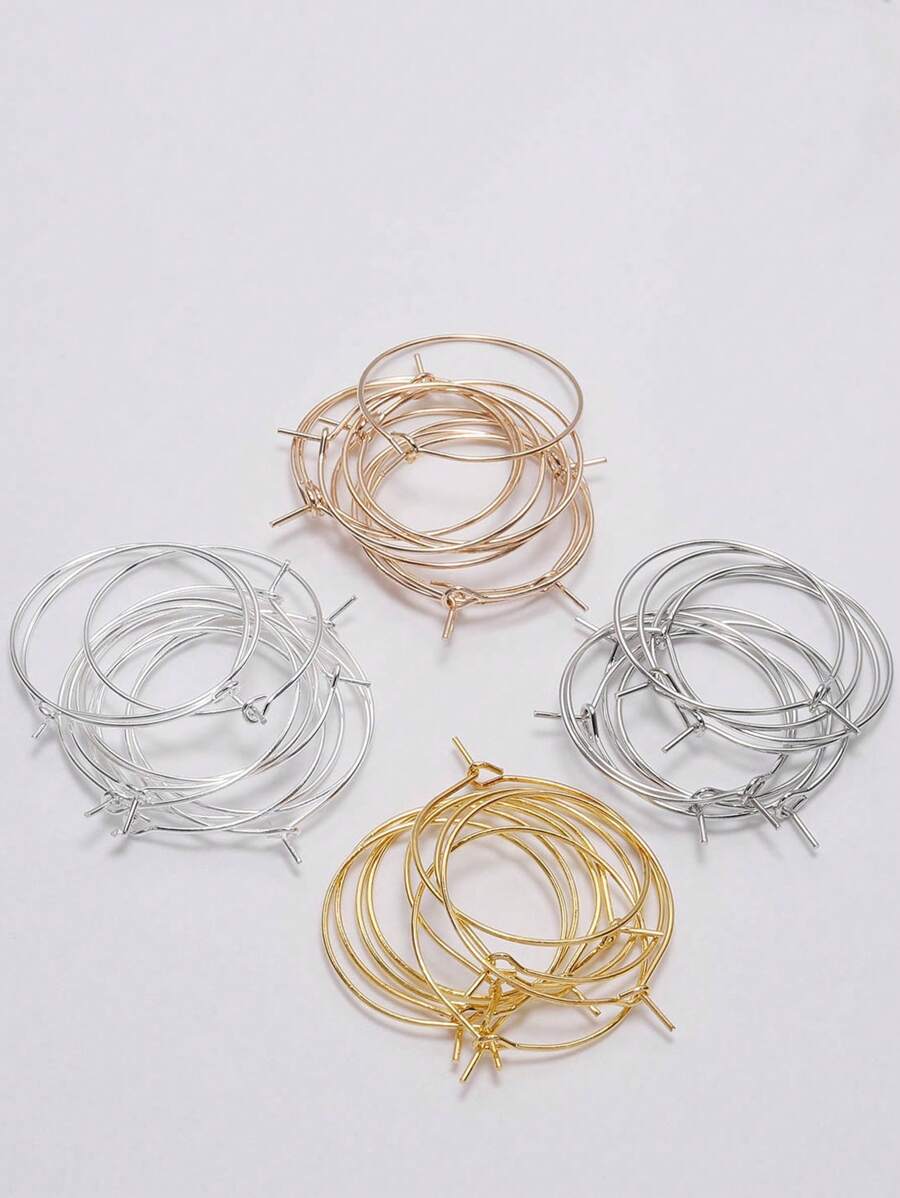 50入/100入金色/銀色大圓環金屬線圈耳環,diy垂墜耳環珠寶製作配件