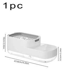 1入組升級版擠壓式手動肥皂液體器,配有儲物盒和海綿架,適用於廚房 - 白色 - 查看 7