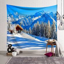 1片桃絨鑲背景布雪山風景公路風景掛毯,適用於臥室裝飾掛畫紡織品 - 駝色 - 查看 3