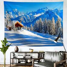 1片桃絨鑲背景布雪山風景公路風景掛毯,適用於臥室裝飾掛畫紡織品 - 駝色 - 查看 4