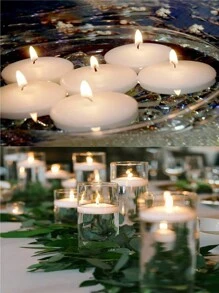 Bougie D'eau Flottante Blanche Dans Une Tasse En Verre, 10 Pièces, Pour Fête À La Piscine, Mariage En Plein Air, Photographie, Anniversaire, Décoration De Dîner Romantique