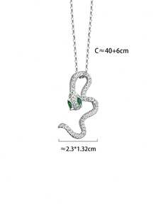 S925 纯银蛇形吊坠项链，甜美酷炫时尚个性简约风格女士锁骨链 - 動物 - 查看 5
