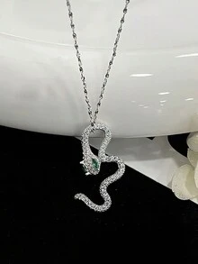 S925 纯银蛇形吊坠项链，甜美酷炫时尚个性简约风格女士锁骨链 - 動物 - 查看 4