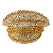 Goldene Handgemachte Glitzer Mardi Gras Kreuzfahrtschiff Hut Karneval Hut Rave Punk Niete Konzert Hut Costome Cosplay Party Hut