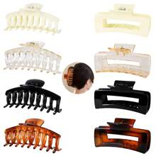 8入組塑料霧面抓夾,2種風格4種顏色,堅固持握頭髮夾子,適用於女性及女孩直髮,卷髮,波浪髮 - 彩色 - 查看 2