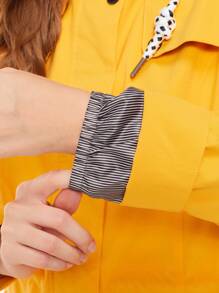 女士軟殼防水連帽外套,帶雙拉鍊和腰部束帶 - 黃色 - 查看 5