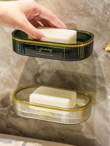 1入隨機奢華雙層肥皂盒,帶排水且可壁掛肥皂盒,適用於浴室使用 - 隨機色 - 查看 4